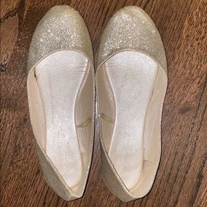 Women’s gold glitter sequin flats